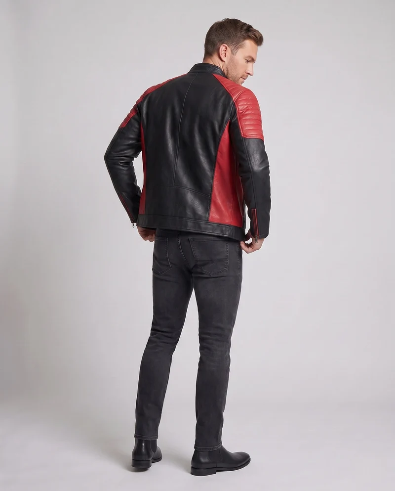 Männer Faux-Leder Motorrad Blouson Nord Taschen