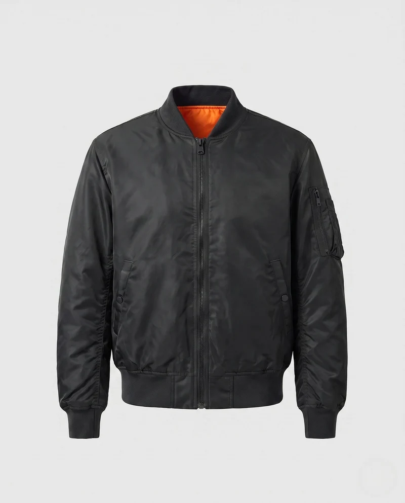 Herren-Pilotjacke im Bomberstil mit kontrastierender Innenauskleidung und Armtasche Nord Taschen