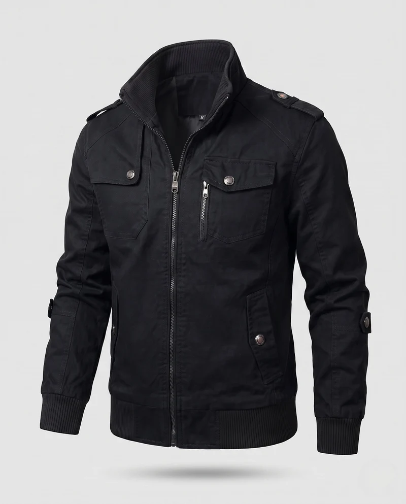 Herren Utility Style Canvas Feldjacke mit Schulterriemen, Reißverschluss und gerippten Bündchen Nord Taschen