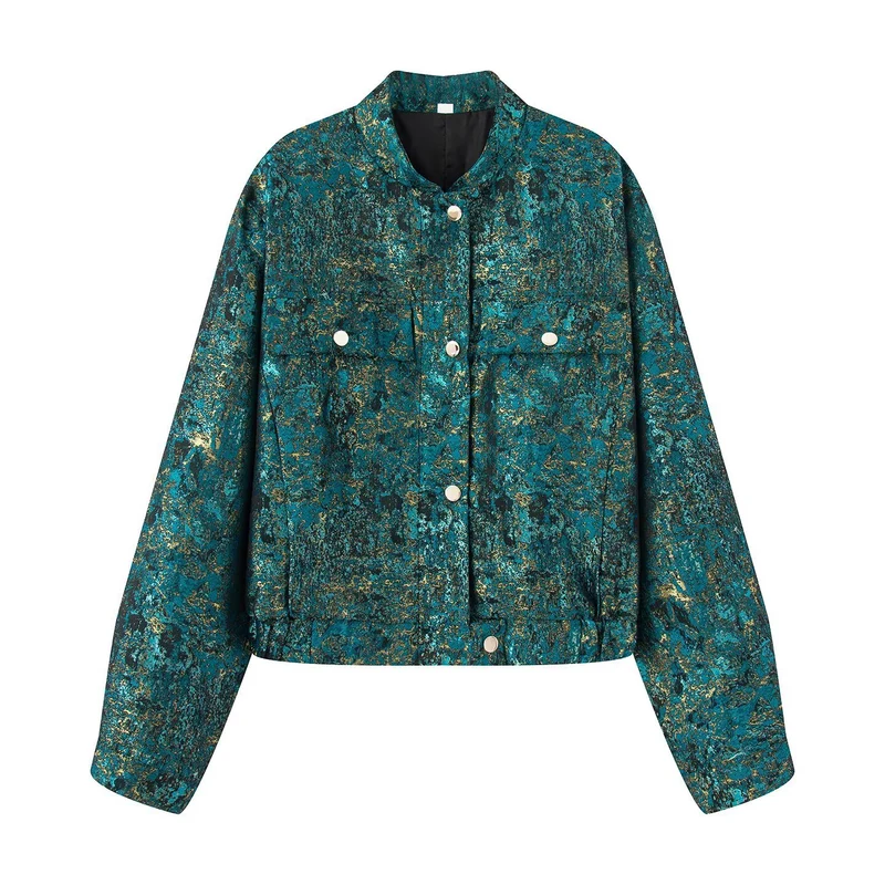 Damen Kurzjacke im Oversize-Boxy-Schnitt mit strukturierter Metallic-Optik Nord Taschen