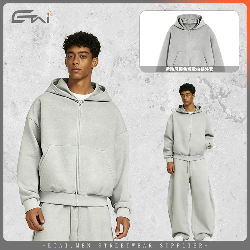 Unisex Boxy-Kapuzenjacke im Cropped-Schnitt mit elastischem Saum Nord Taschen