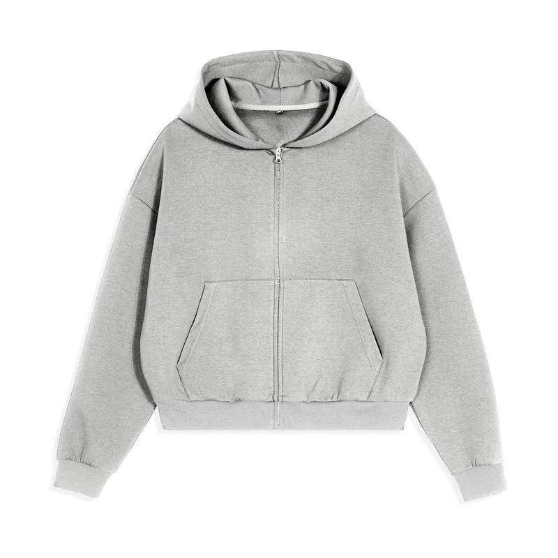 Unisex Boxy-Kapuzenjacke im Cropped-Schnitt mit elastischem Saum Nord Taschen