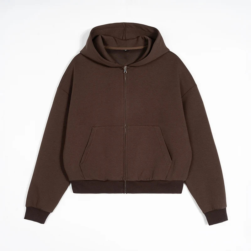 Unisex Boxy-Kapuzenjacke im Cropped-Schnitt mit elastischem Saum Nord Taschen