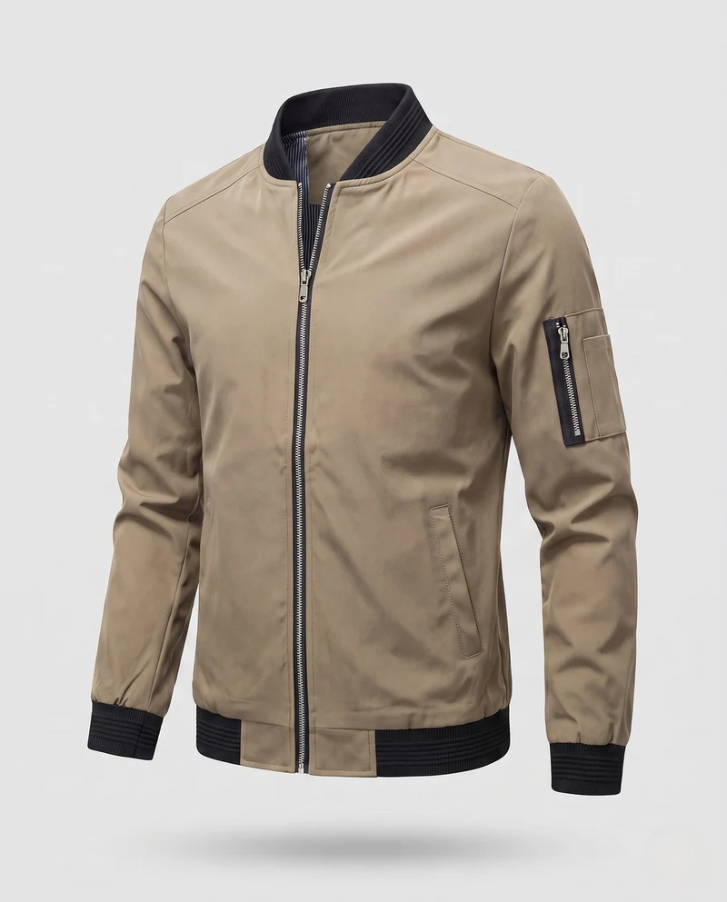 Herren kurze, cropped Bomberjacke im Pilotenstil mit Ärmeltasche und gerippten Bündchen Nord Taschen