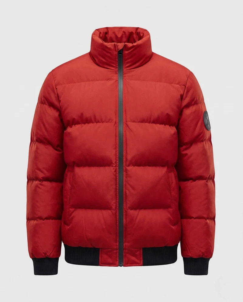 Herren kurze gepolsterte Steppjacke mit hochstehendem Kragen, gerippten Bündchen und Armpatch Nord Taschen