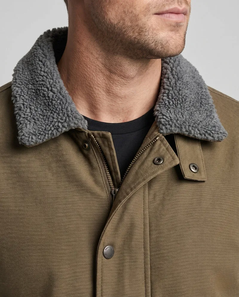 Herren-Canvas-Feldjacke mit Teddyfutter, Stehkragen und verdecktem Reißverschluss Nord Taschen