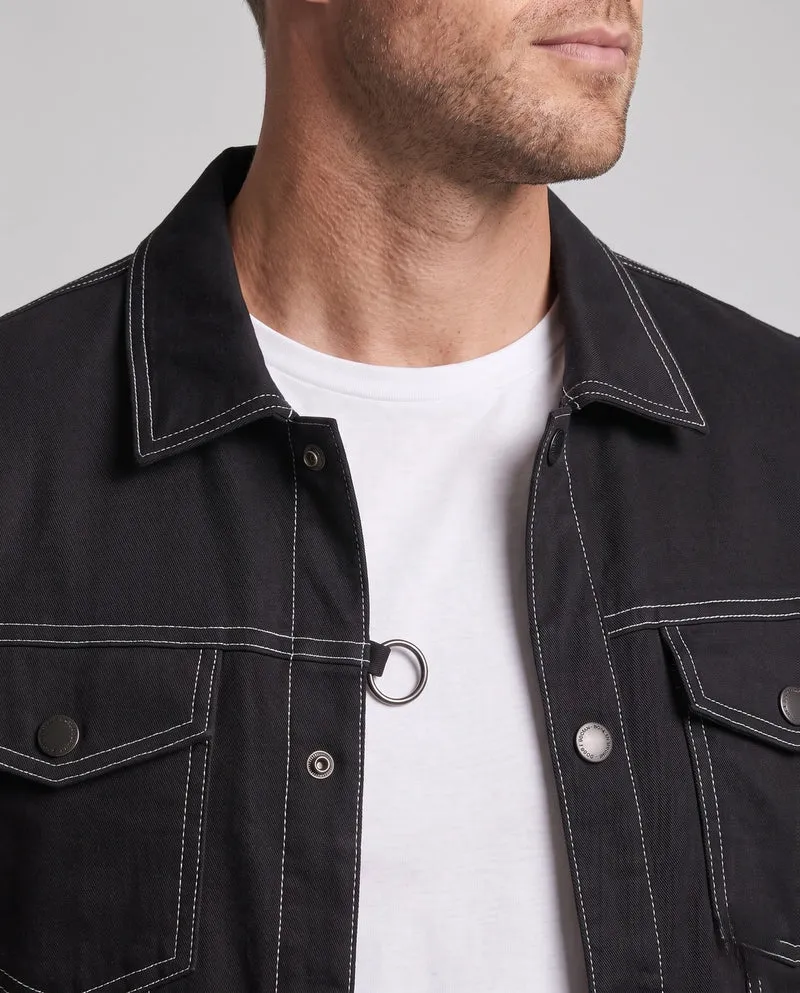 Herren Canvas Jeansjacke mit Kontrastnähten, Druckknopfverschluss und Brusttaschen Nord Taschen