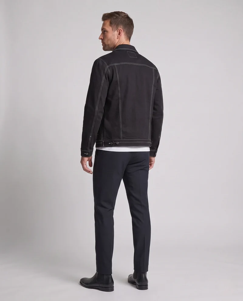 Herren Canvas Jeansjacke mit Kontrastnähten, Druckknopfverschluss und Brusttaschen Nord Taschen