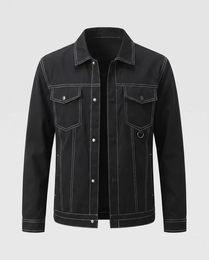 Herren Canvas Jeansjacke mit Kontrastnähten, Druckknopfverschluss und Brusttaschen Nord Taschen