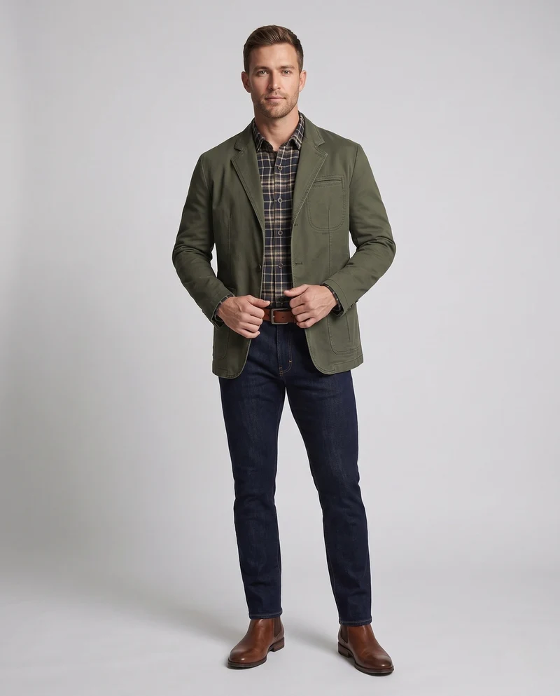 Männer Canvas Blazer im Field-Stil mit aufgesetzten Taschen und lässigem Schnitt Nord Taschen