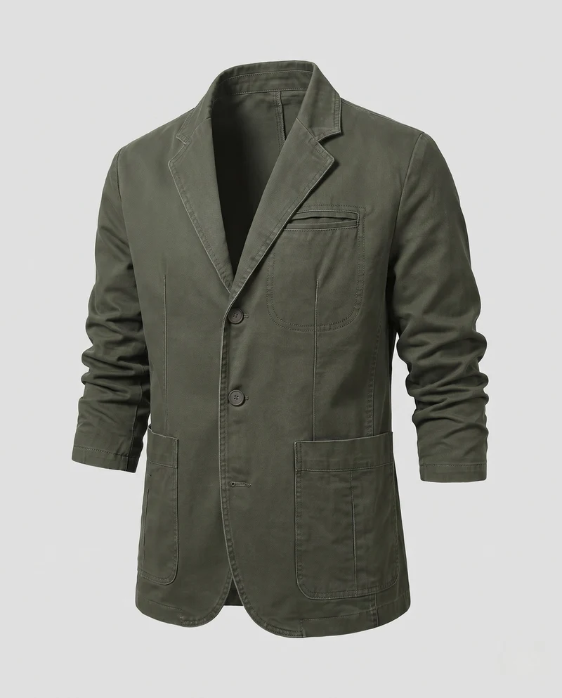 Männer Canvas Blazer im Field-Stil mit aufgesetzten Taschen und lässigem Schnitt Nord Taschen