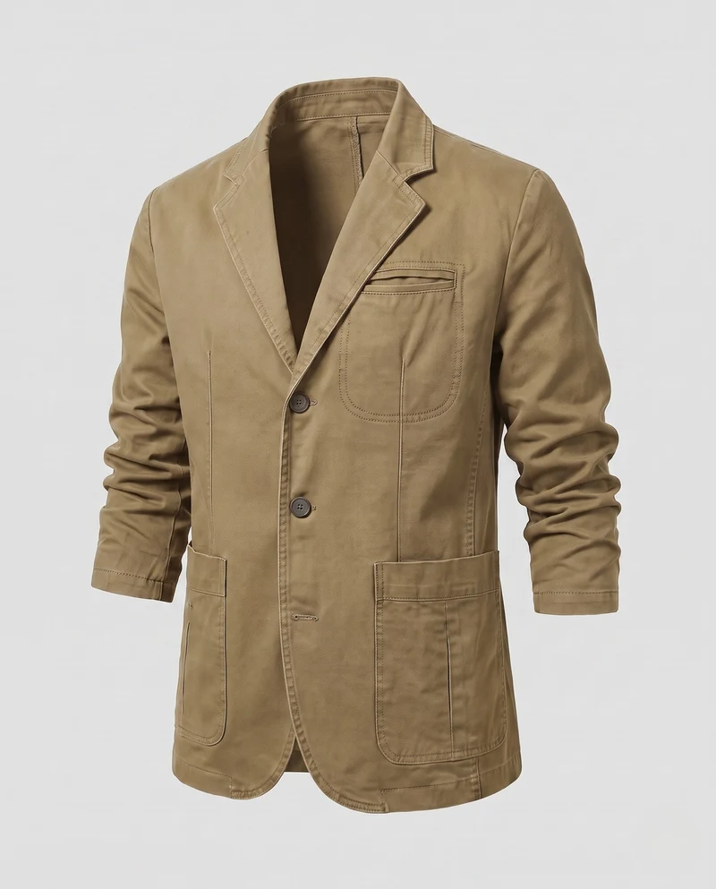Männer Canvas Blazer im Field-Stil mit aufgesetzten Taschen und lässigem Schnitt Nord Taschen