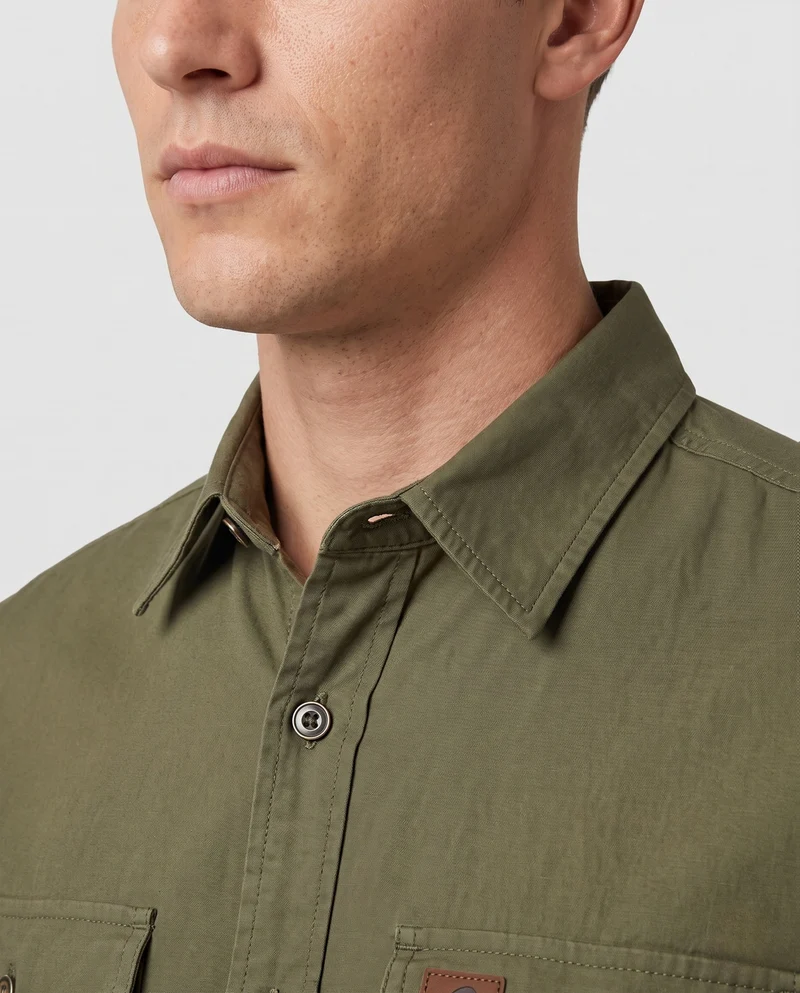 Herren Canvas Utility Overshirt mit Brusttaschen und lässigem Hemdkragen Nord Taschen