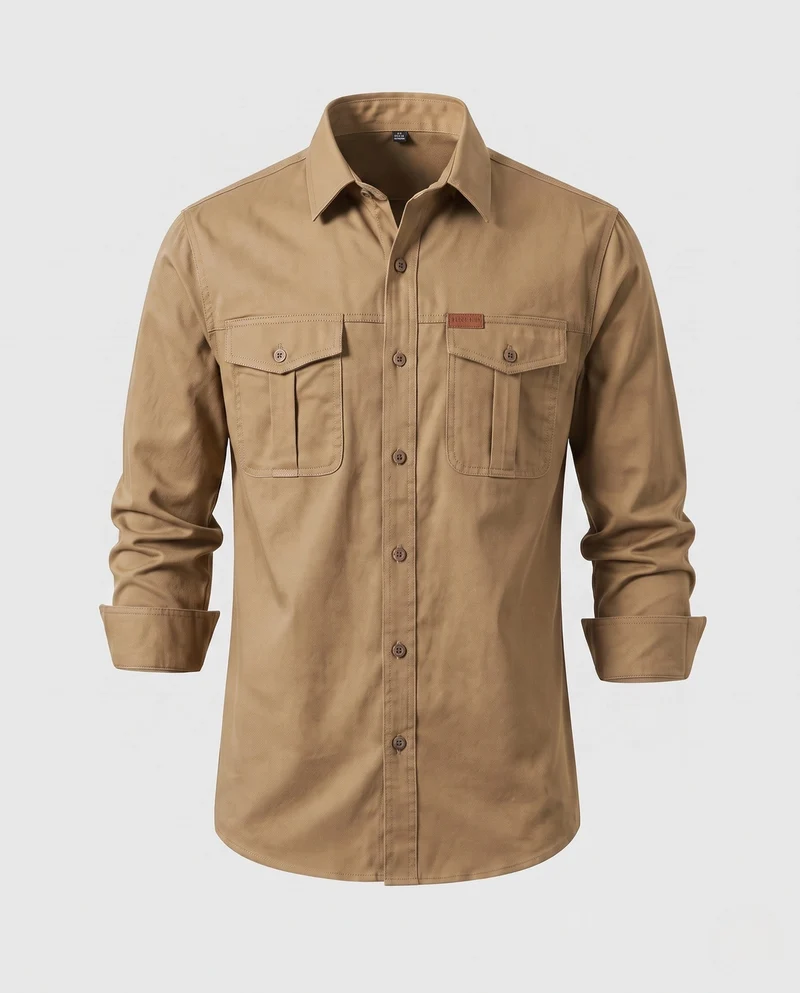 Herren Canvas Utility Overshirt mit Brusttaschen und lässigem Hemdkragen Nord Taschen