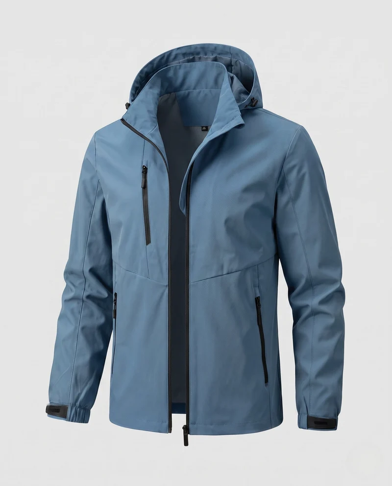 Herren atmungsaktive Outdoor-Jacke mit verstellbarem Kapuzenkragen Nord Taschen