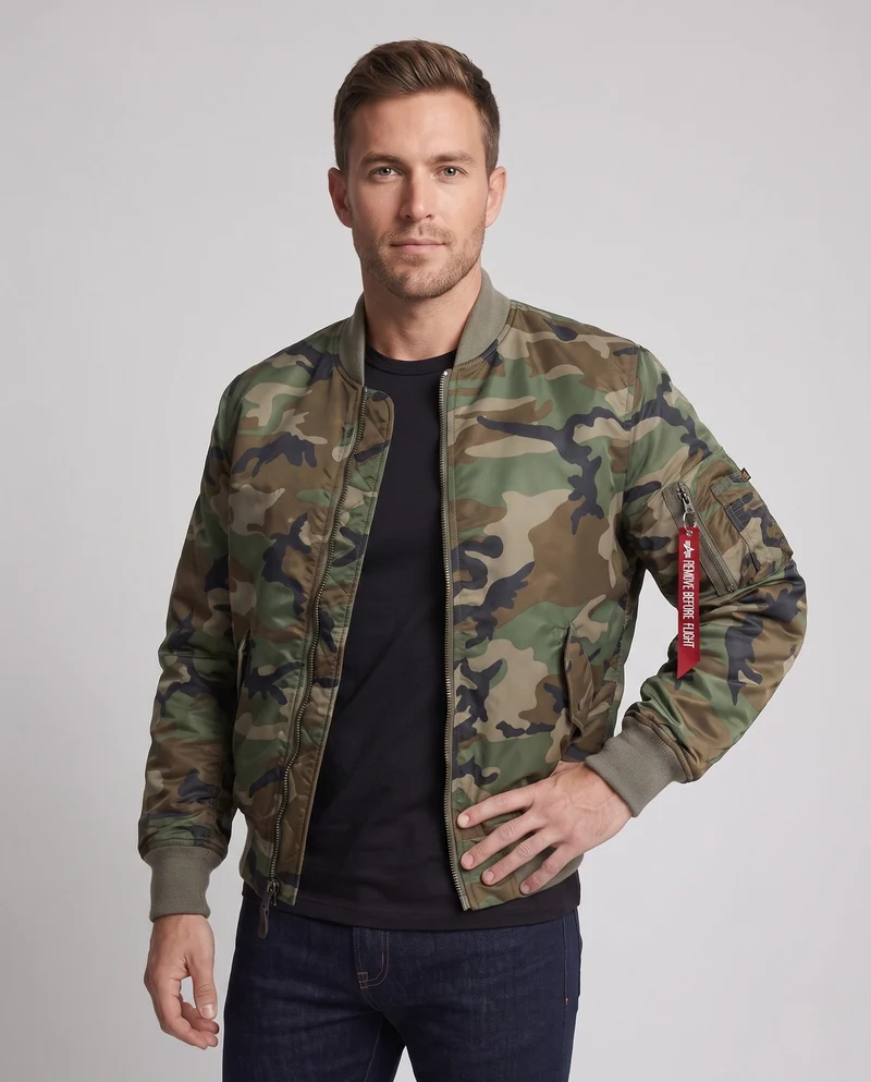 Herren Camouflage Bomberjacke mit praktischen Taschen Nord Taschen