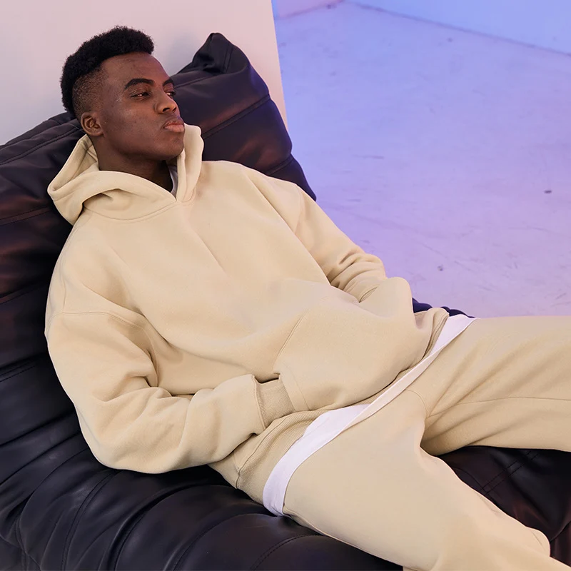 Herren Oversized Kapuzenpullover aus French-Terry mit Kängurutasche und Rippbündchen Nord Taschen