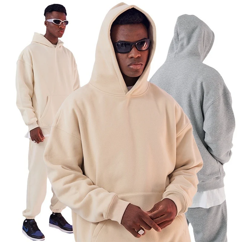 Herren Oversized Kapuzenpullover aus French-Terry mit Kängurutasche und Rippbündchen Nord Taschen