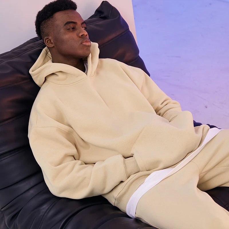 Herren Oversized Kapuzenpullover aus French-Terry mit Kängurutasche und Rippbündchen Nord Taschen