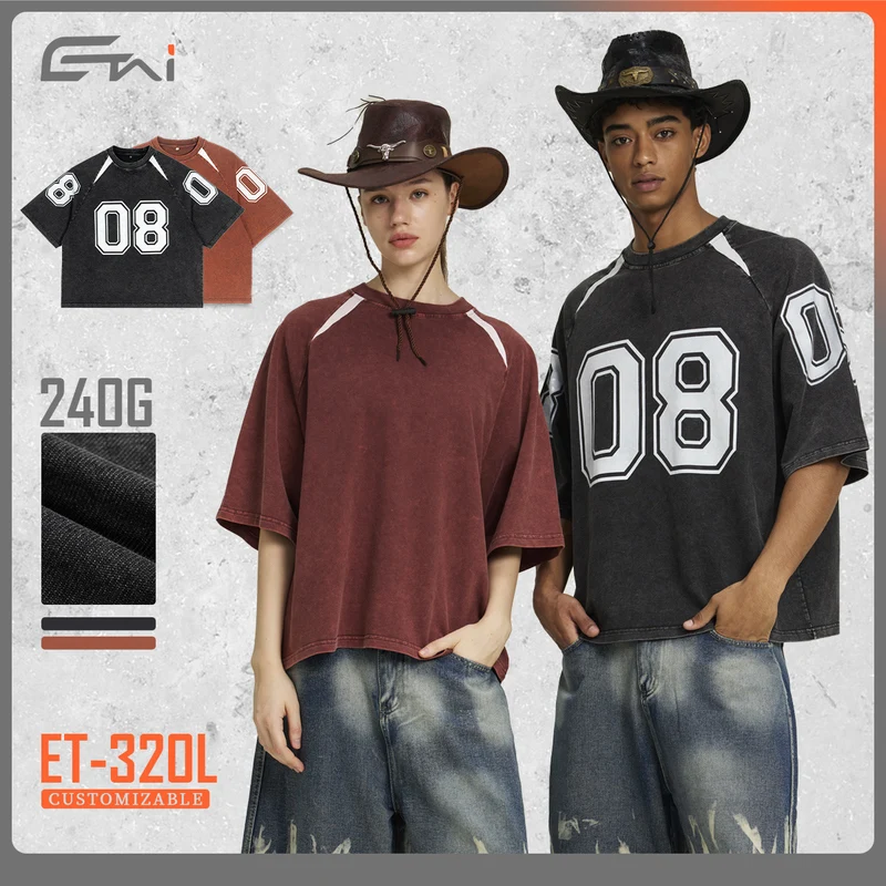 Herren Oversize Raglan-T-Shirt mit Vintage-Waschung und Kontrastbesatz Nord Taschen