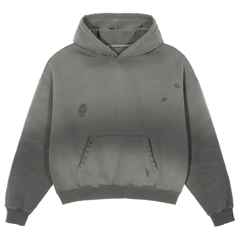 Herren Oversize-Kapuzenpullover mit verwaschenem Used-Effekt und Destroyed-Details Nord Taschen
