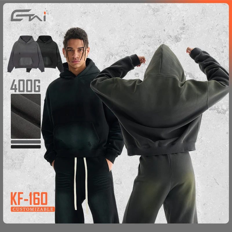 Herren Oversize-Kapuzenpullover im Used-Look mit Kängurutasche und Destroy-Details Nord Taschen