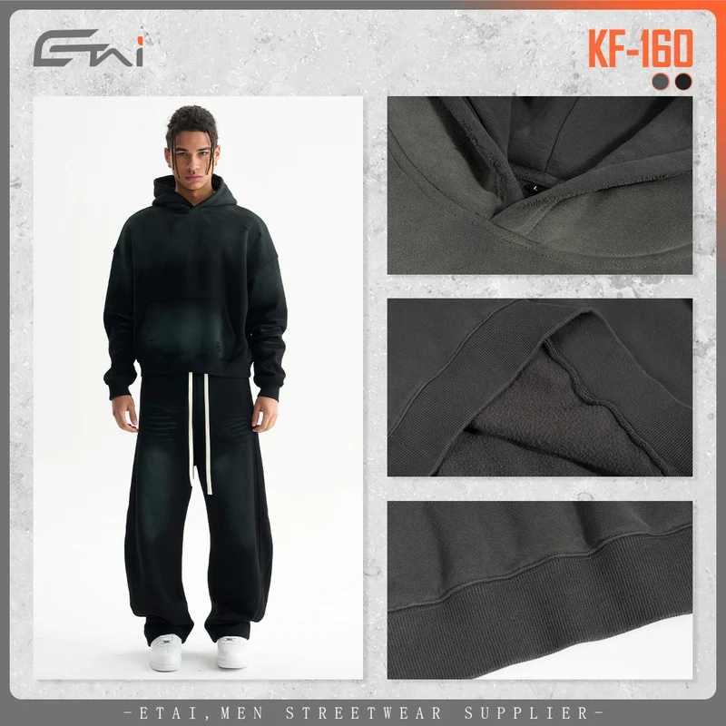 Herren Oversize-Kapuzenpullover im Used-Look mit Kängurutasche und Destroy-Details Nord Taschen