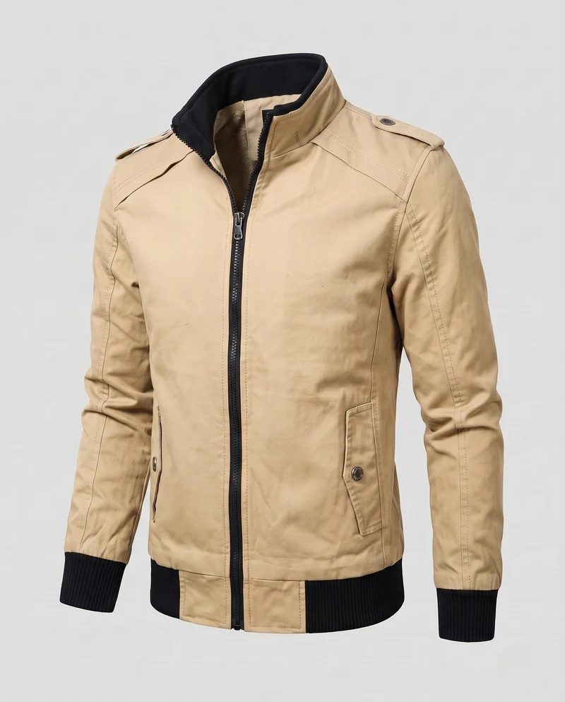 Herren kurze Jacke mit Teddyfutter, Reißverschluss und Schulterklappen Nord Taschen