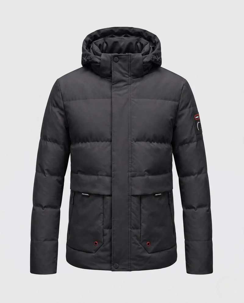 Herren Kurzparka im minimalistischen gesteppte Design mit verstaubarem Hut und verdeckten Reißverschlusstaschen Nord Taschen