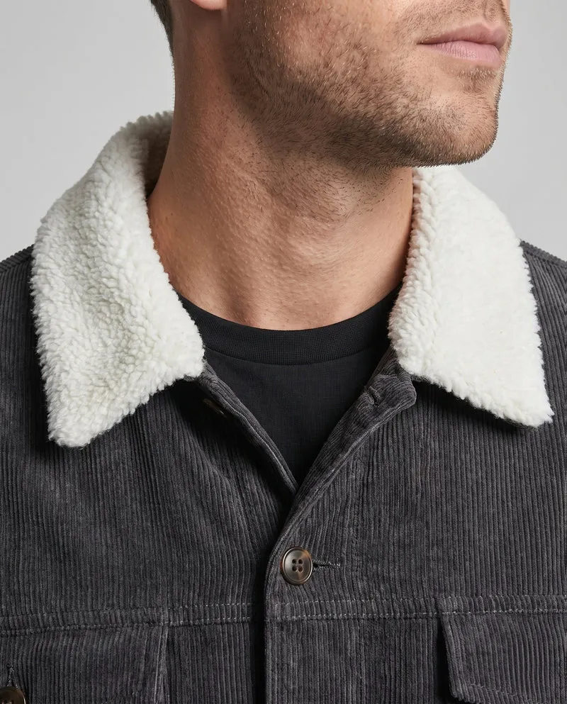 Herren Cord Arbeitsjacke mit vollem Sherpa-Futter, Hemdkragen und Seitentaschen Nord Taschen