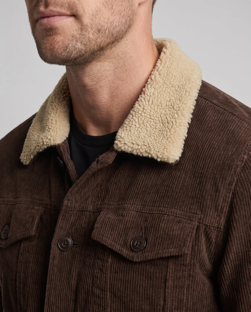 Herren Cordjacke mit komplettem Sherpa-Futter und Reverskragen Nord Taschen
