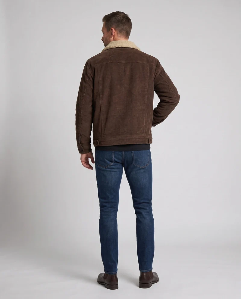Herren Cordjacke mit komplettem Sherpa-Futter und Reverskragen Nord Taschen