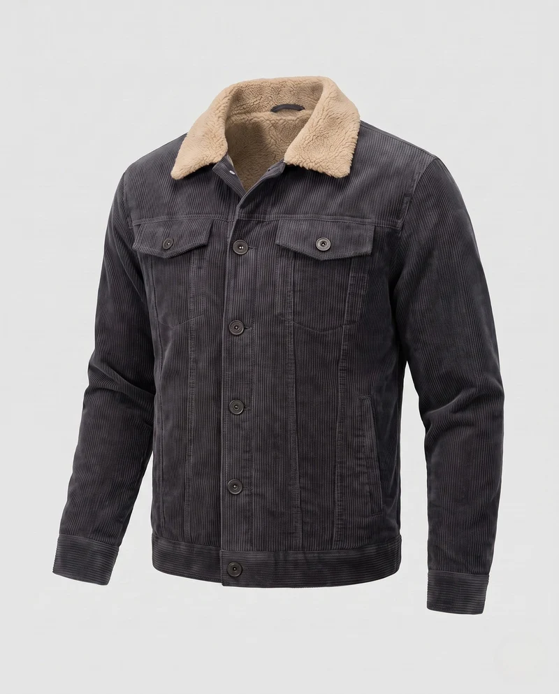 Herren Cordjacke mit komplettem Sherpa-Futter und Reverskragen Nord Taschen