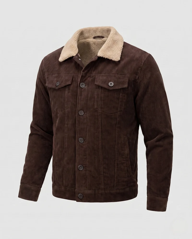 Herren Cordjacke mit komplettem Sherpa-Futter und Reverskragen Nord Taschen
