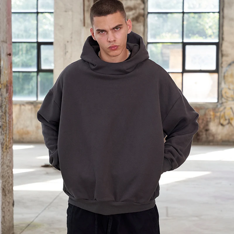 Herren Oversize Kapuzenpullover aus schwerer French-Terry mit Raglanärmeln Nord Taschen