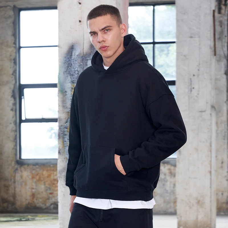 Herren Oversize Kapuzenpullover aus French-Terry mit Kängurutasche Nord Taschen