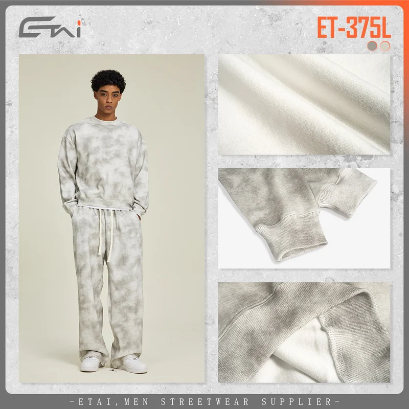 Herren Oversize Batik-Sweatshirt aus Baumwoll-Fleece mit Rundhalsausschnitt Nord Taschen