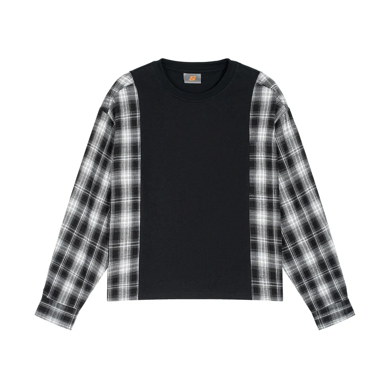 Herren Langarmshirt im Lagenlook mit karierter Flanell-Einsätzen Nord Taschen