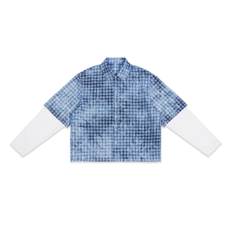 Herren Karierte Overshirt mit integriertem Langarm-Layer Nord Taschen