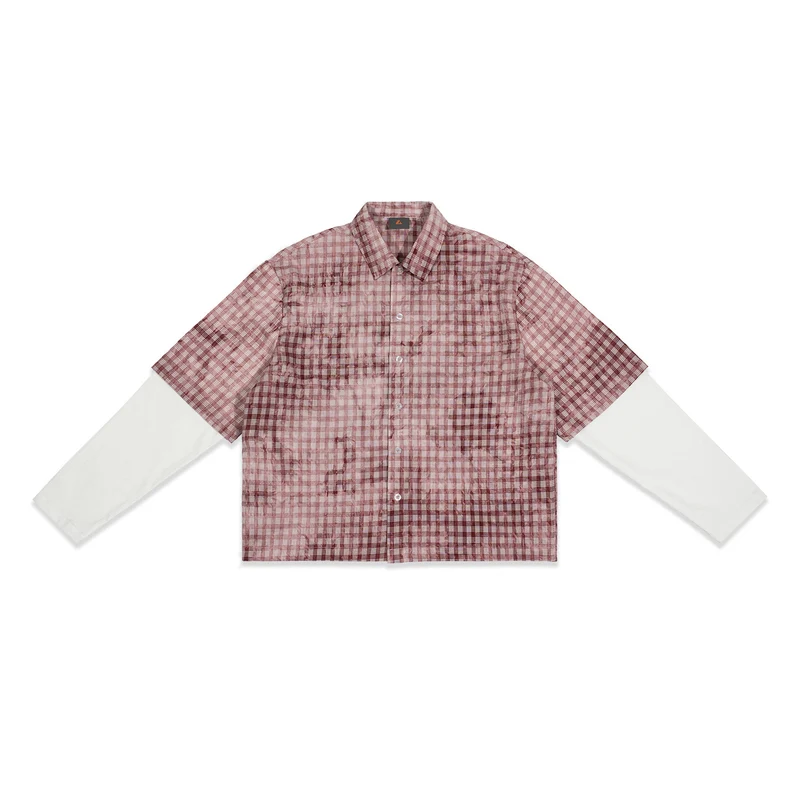 Herren Karierte Overshirt mit integriertem Langarm-Layer Nord Taschen