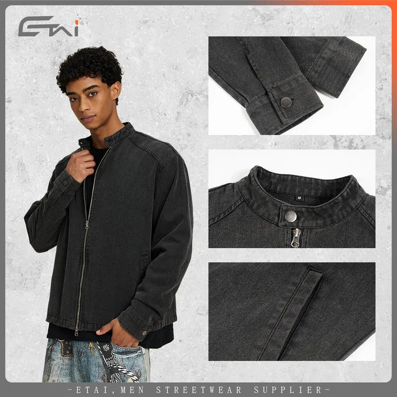 Herren Jeansjacke mit Stehkragen und durchgehendem Reißverschluss Nord Taschen