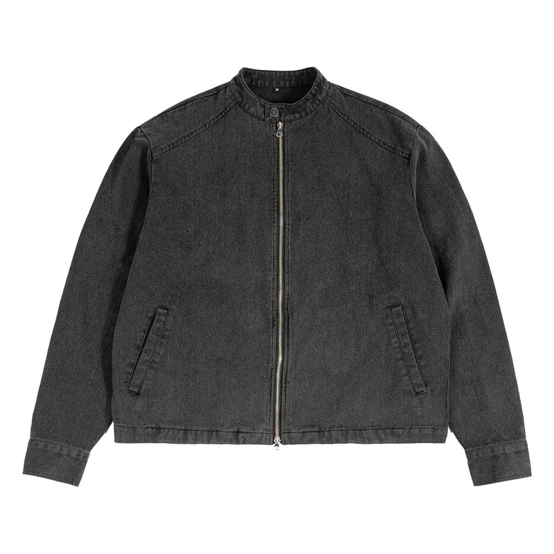 Herren Jeansjacke mit Stehkragen und durchgehendem Reißverschluss Nord Taschen