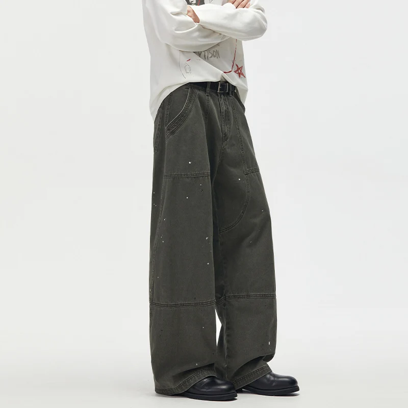 Herren Weitgeschnittene Utility‑Palazzo‑Hose aus schwerem Baumwoll‑Twill mit ergonomischen Knieabnähern Nord Taschen