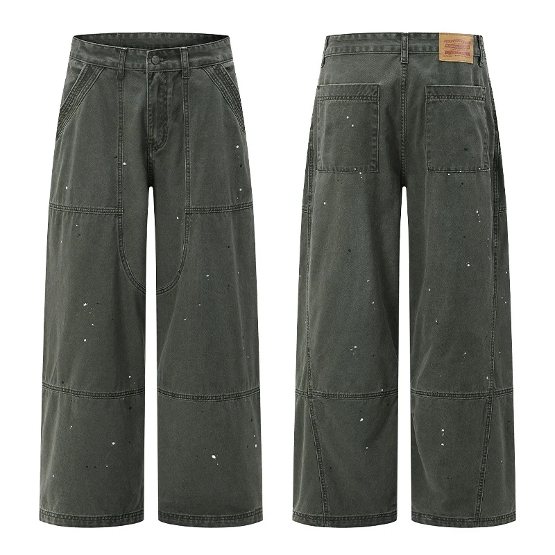 Herren Weitgeschnittene Utility‑Palazzo‑Hose aus schwerem Baumwoll‑Twill mit ergonomischen Knieabnähern Nord Taschen
