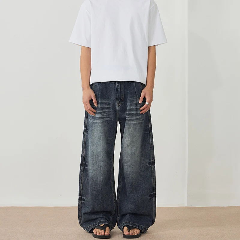 Herren Weitfallende Paneel-Denim-Jeans im Baggy-Schnitt mit verlängertem Saum Nord Taschen