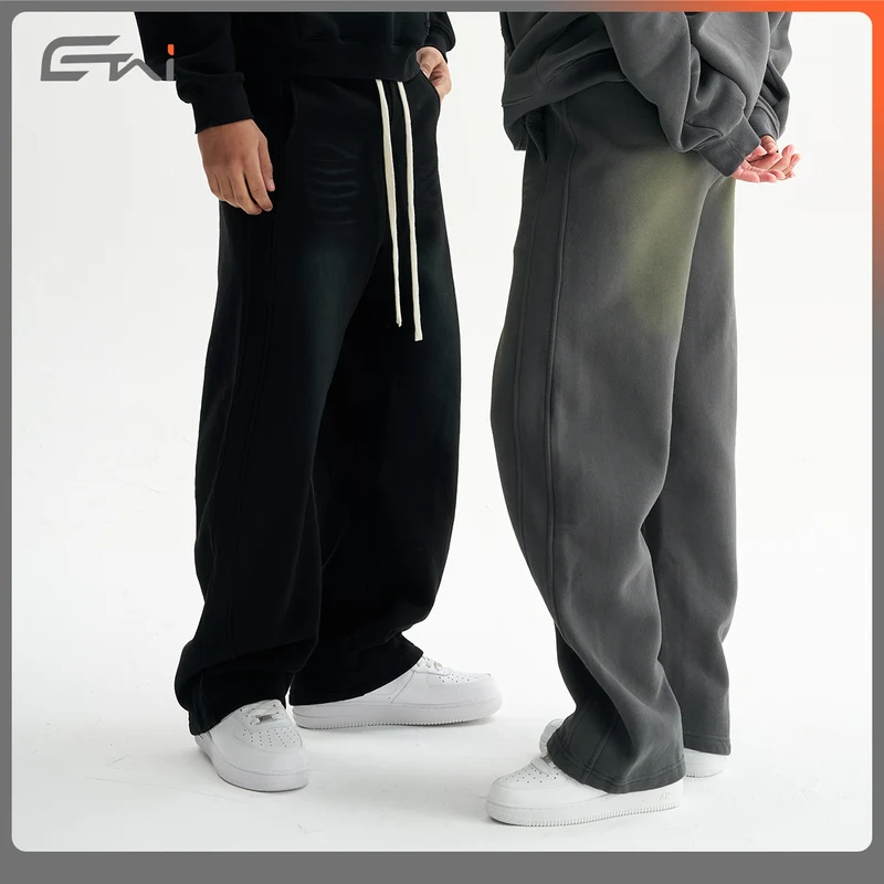Herren Baggy-Sweathose mit tiefer Schrittpartie, kontrastierenden Ziernähten und extra langen Kordeln Nord Taschen