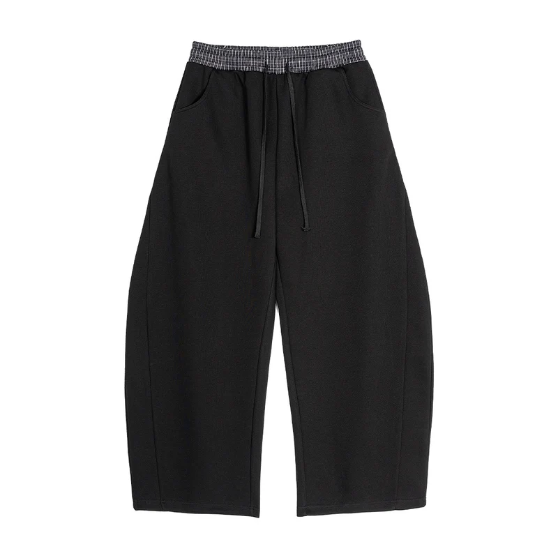 Damen Weite Cropped-Sweathose mit tiefem Schritt, Kordelzug und kontrastierendem Bund Nord Taschen