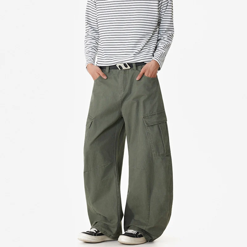 Herren Weite Workwear-Cargo-Palazzohose aus Baumwoll-Canvas mit verstärkten Kniepartien und geräumigen Klappentaschen Nord Taschen