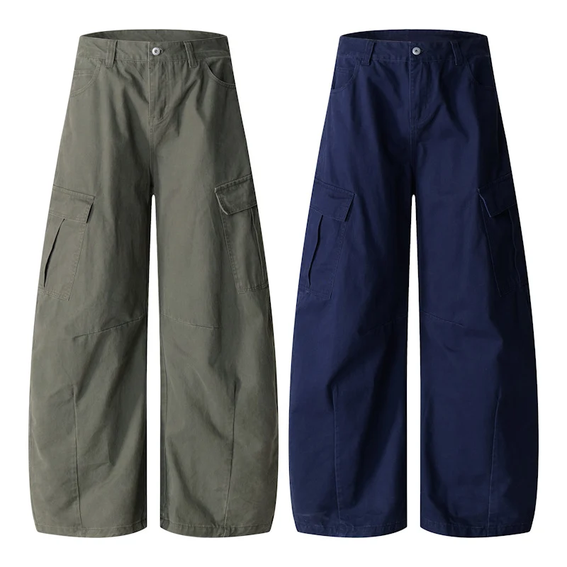 Herren Weite Workwear-Cargo-Palazzohose aus Baumwoll-Canvas mit verstärkten Kniepartien und geräumigen Klappentaschen Nord Taschen