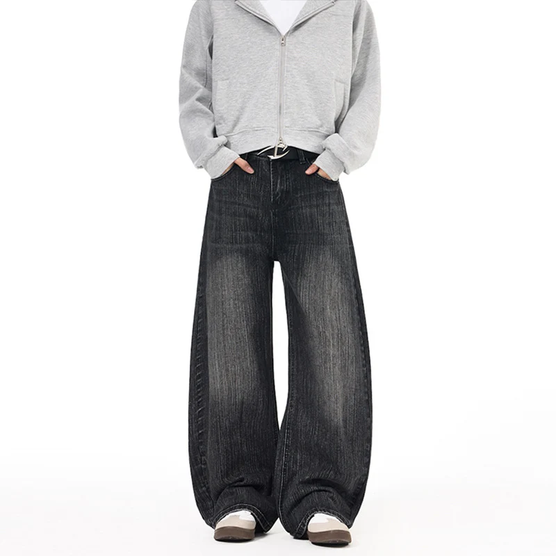 Herren Weite Vintage-inspirierte Denim‑Palazzohose mit verlängerter Saumlage und soften Bleach‑Effekten Nord Taschen